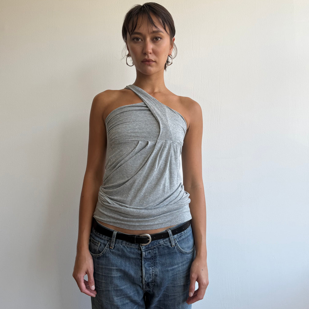 Grey one shoulder top - Size S