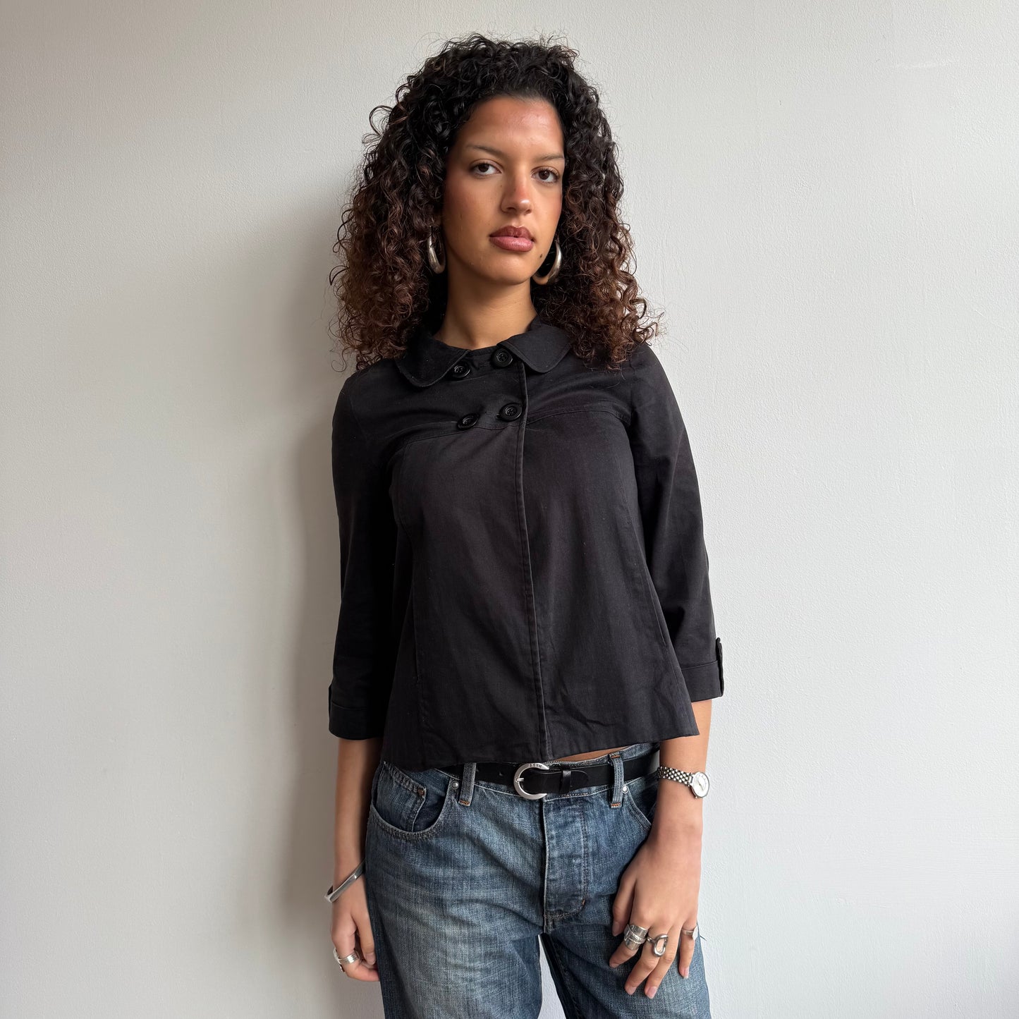 Black 4 button peacoat - Size XS