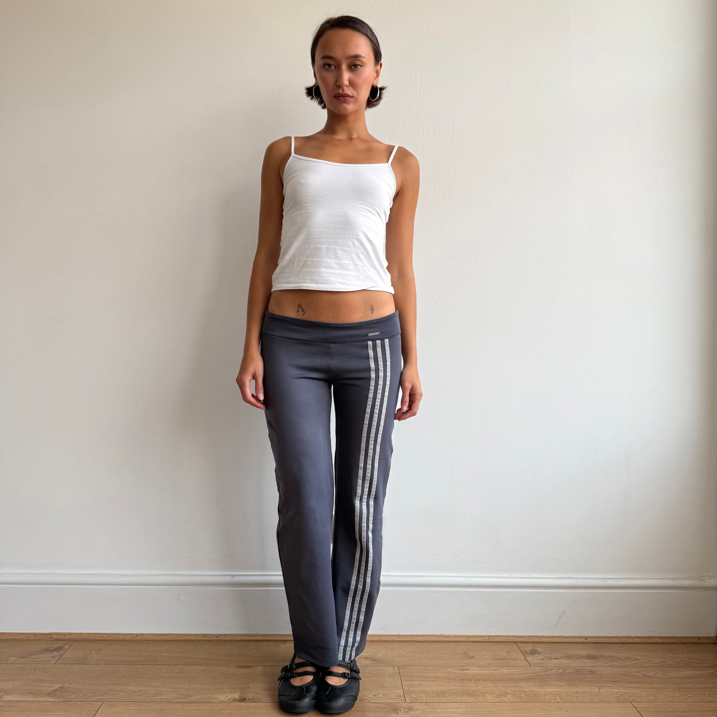 Blue Adidas stripe flared yoga pants - Size S