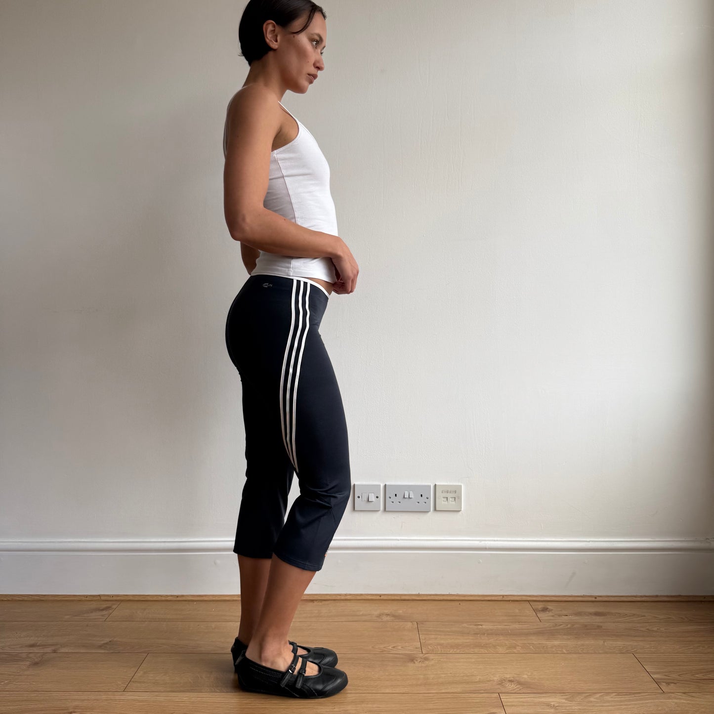 Navy Adidas stripe capris - Size XS