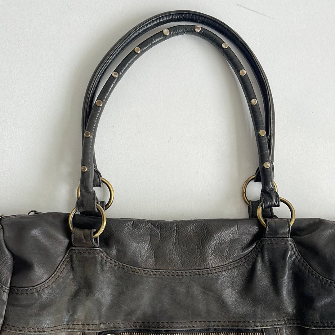 Large leather boho bag - OS