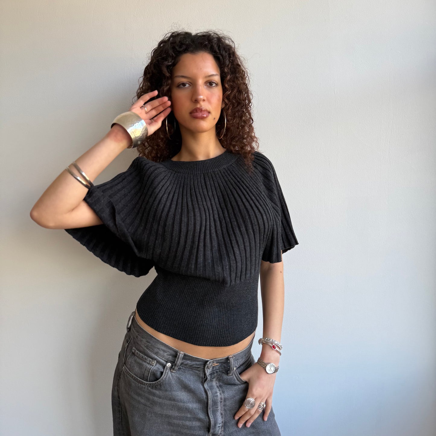 Grey batwing knit - Size S