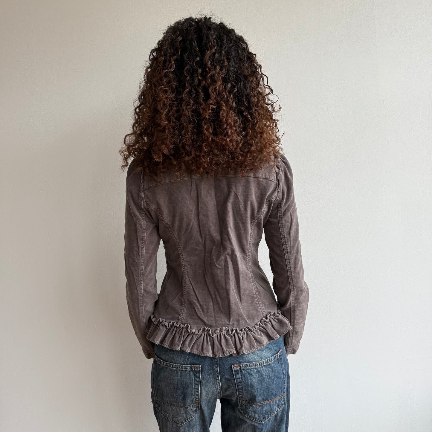 Taupe velours ruffle jacket - Size M