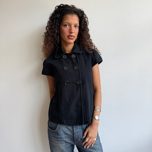 Black short sleeve peacoat - Size L