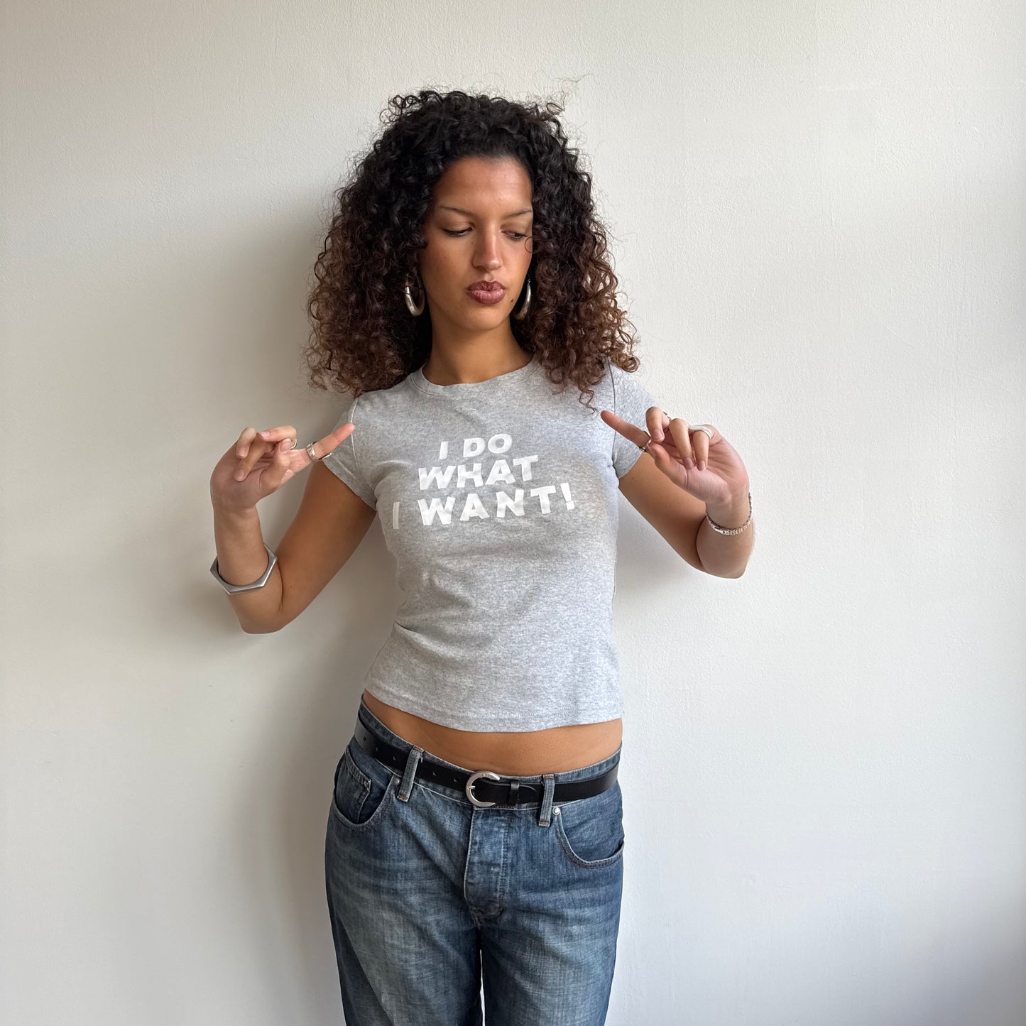 Grey graphic baby tee - Size S