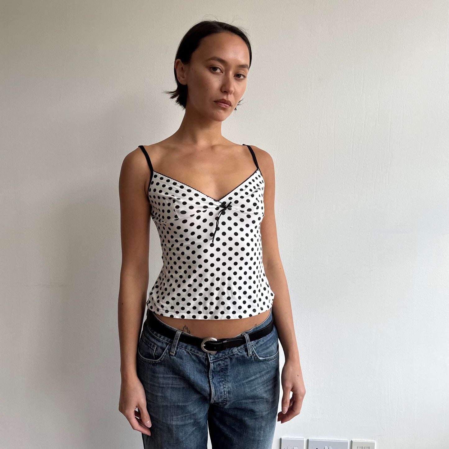 White polka dot cami - Size S