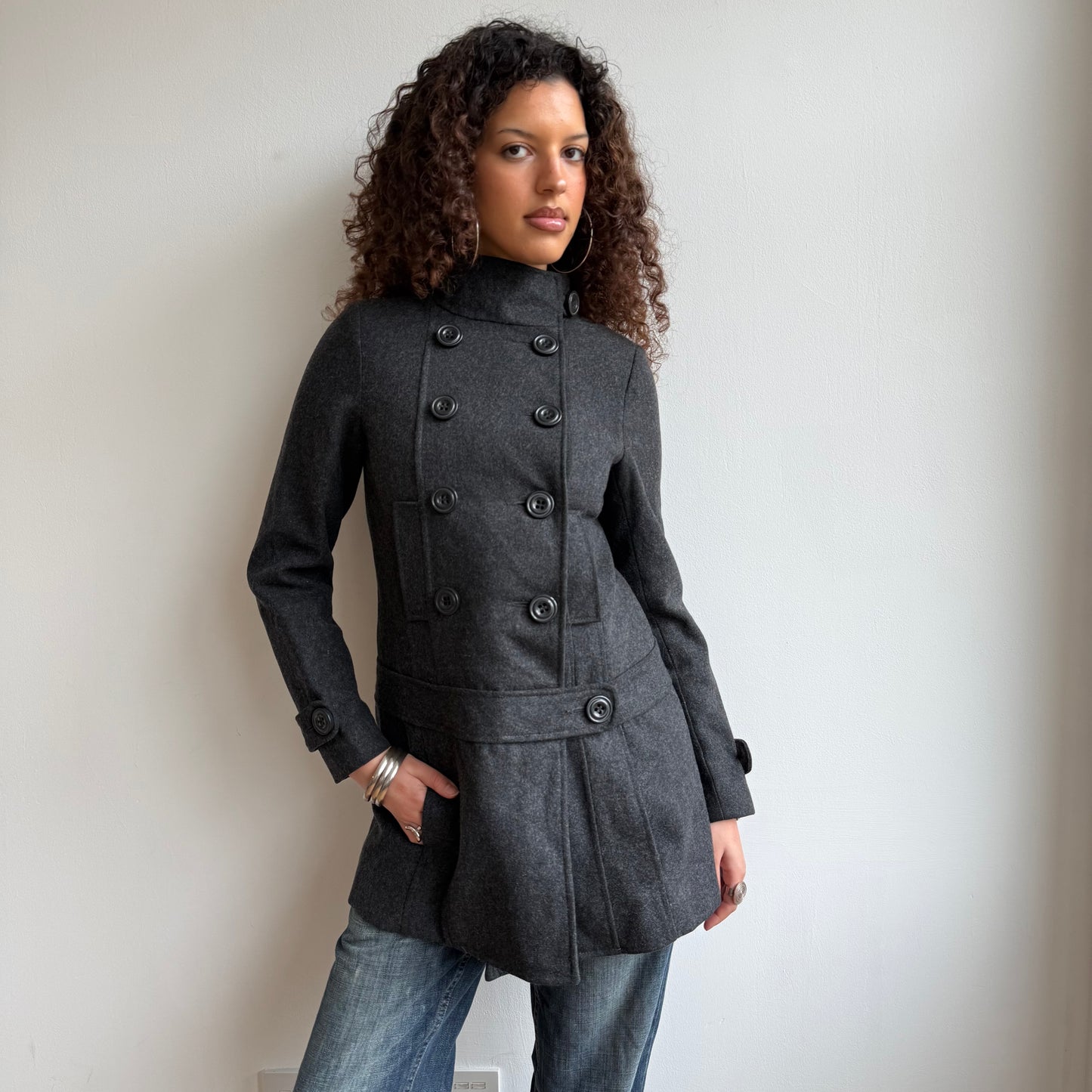 Grey peacoat dress - Size S