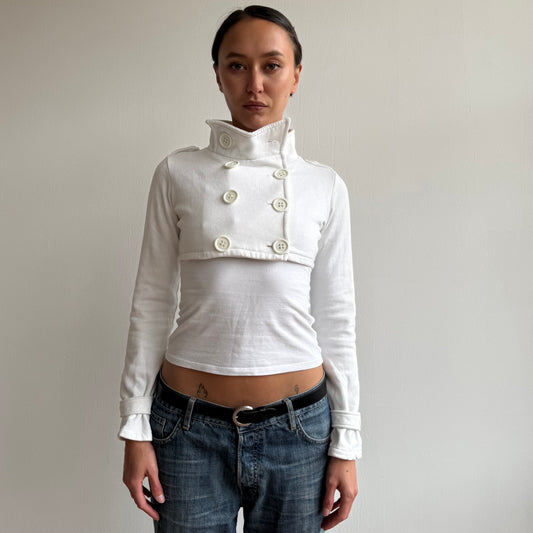 White cropped peacoat jumper - Size M