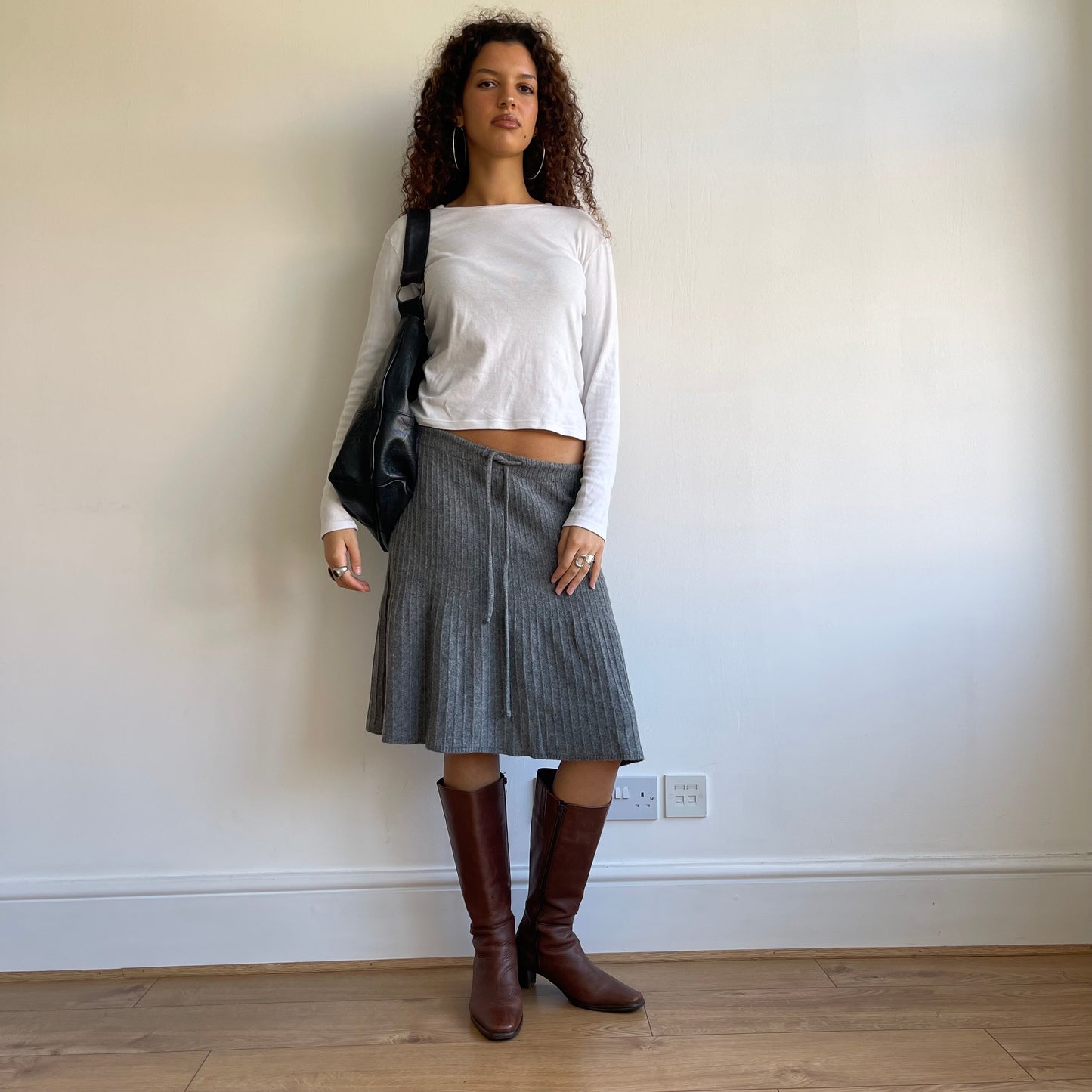 Grey knit midi skirt - Size M