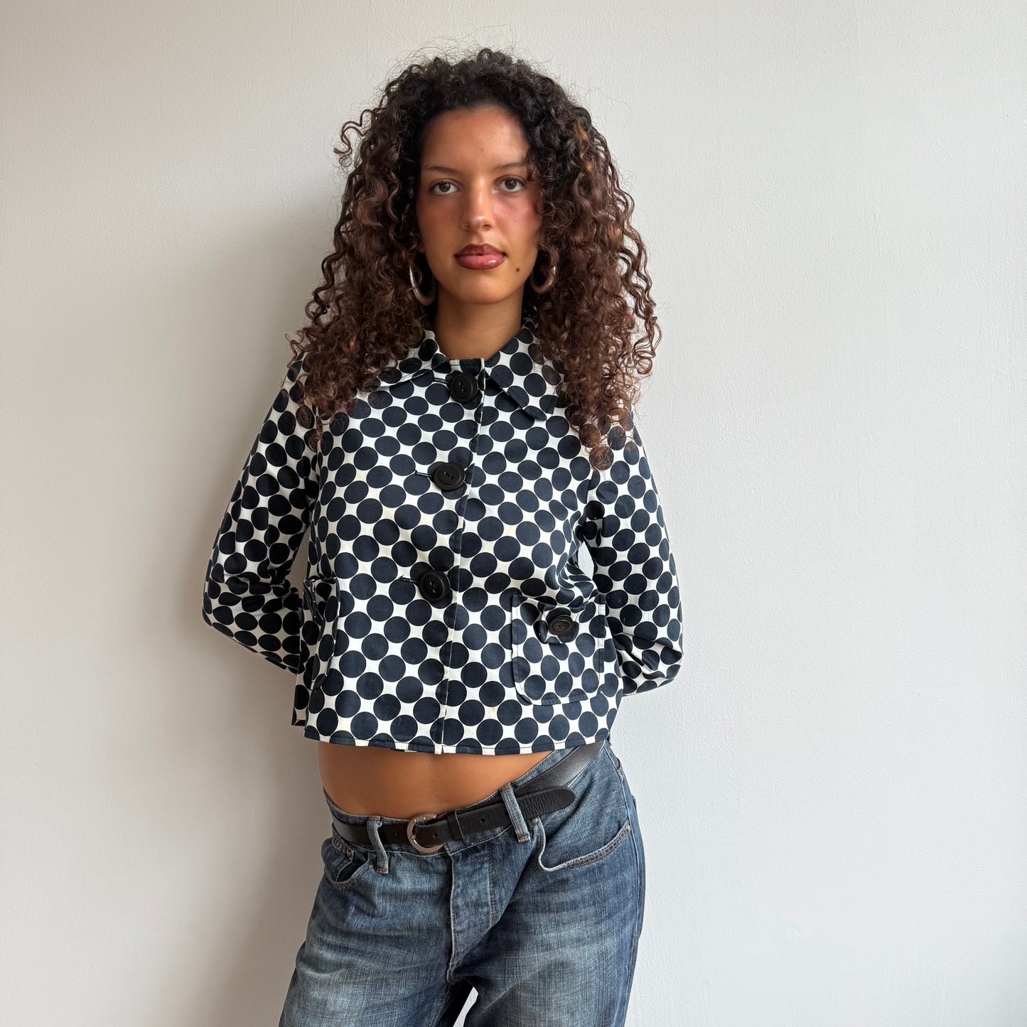 Polka dot long sleeve peacoat - Size S