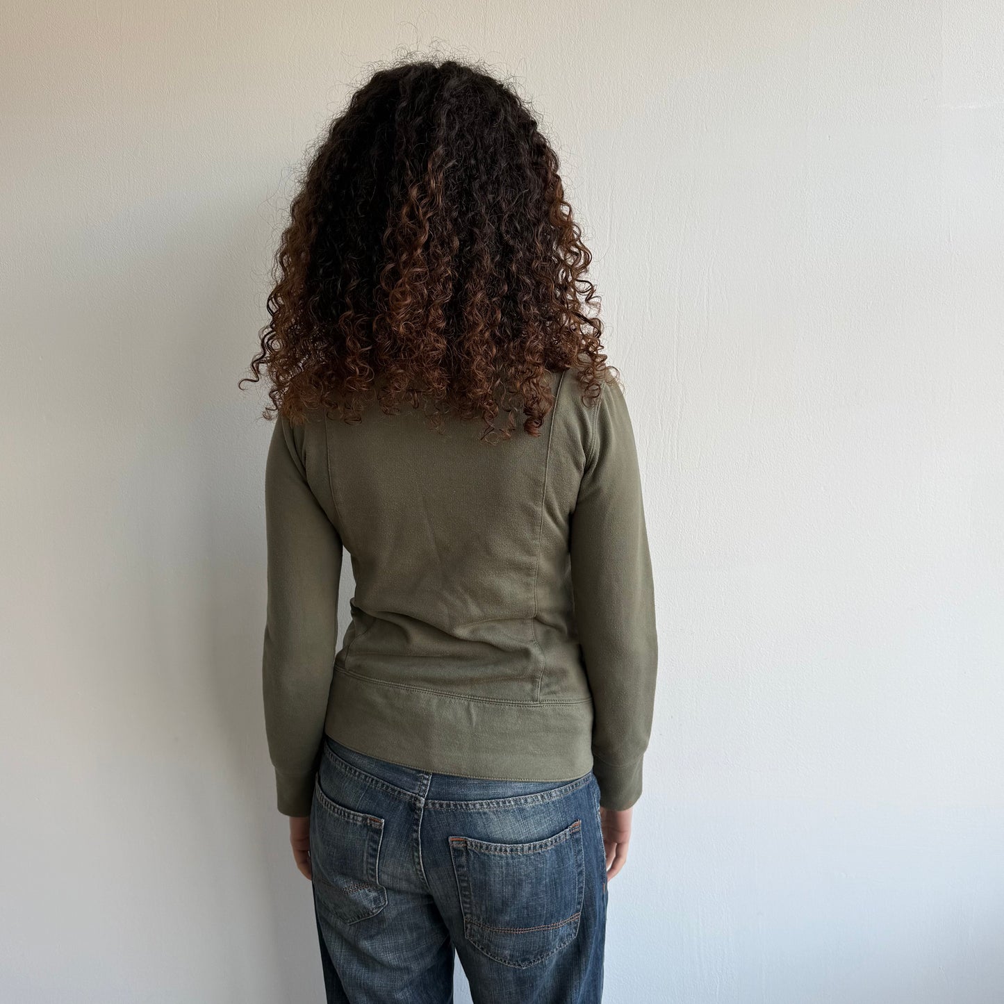 Khaki peacoat collar jumper - Size M