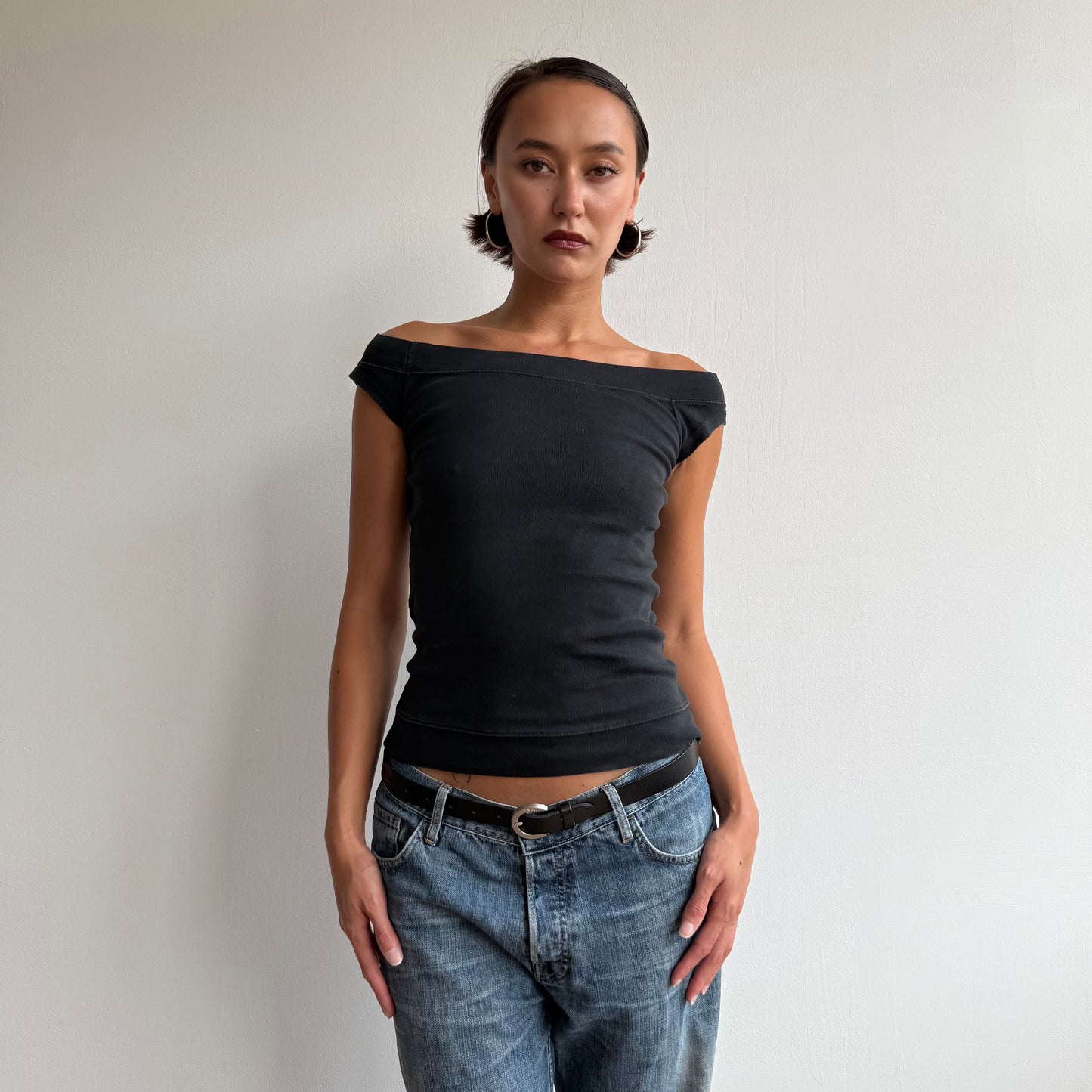 Black bardot baby tee - Size S/M