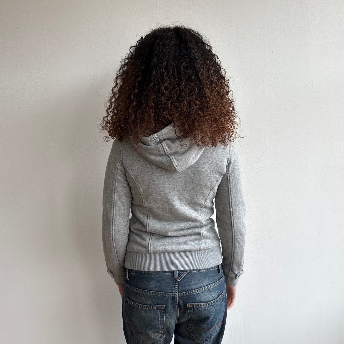 Grey hooded fleece peacoat jumper - Size S