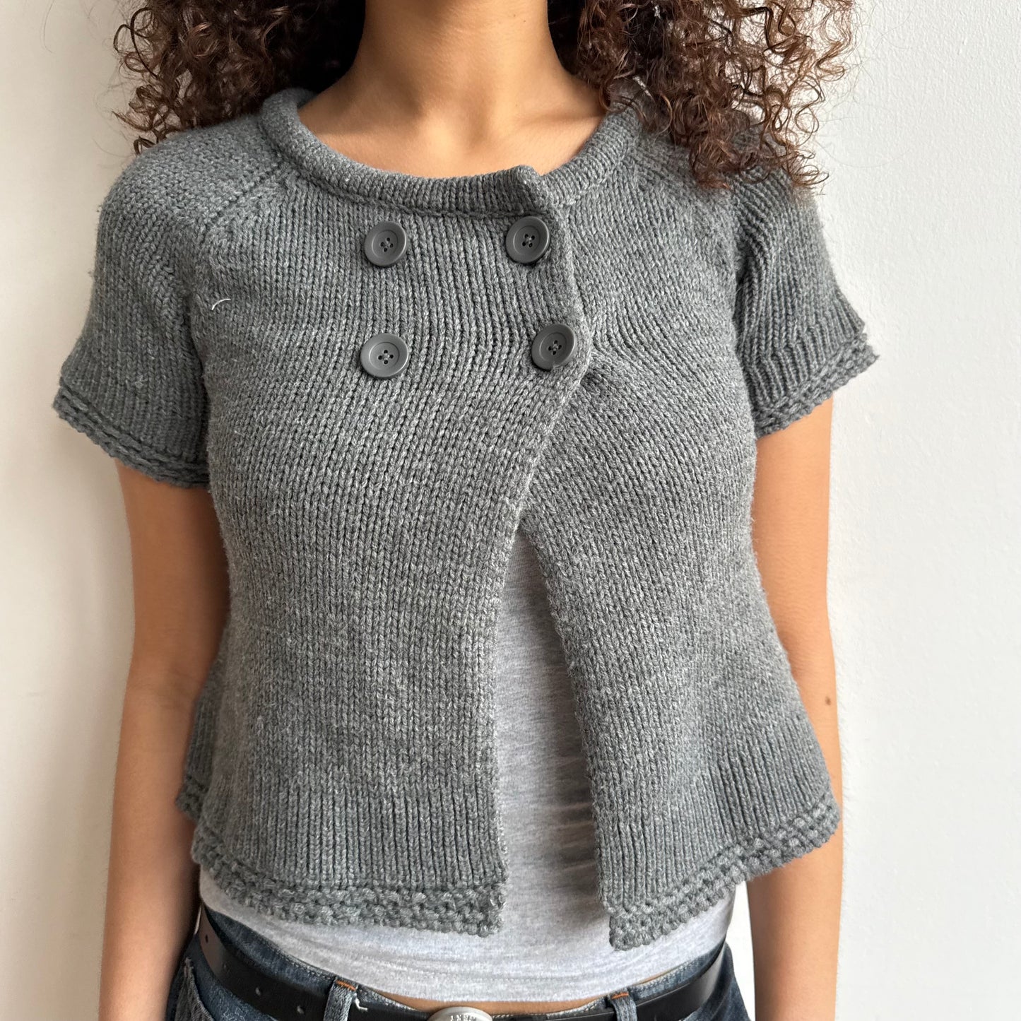 Grey short sleeve pea knit - Size S