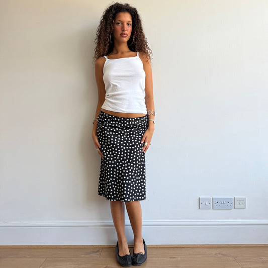 Black polka dot midi skirt - Size M