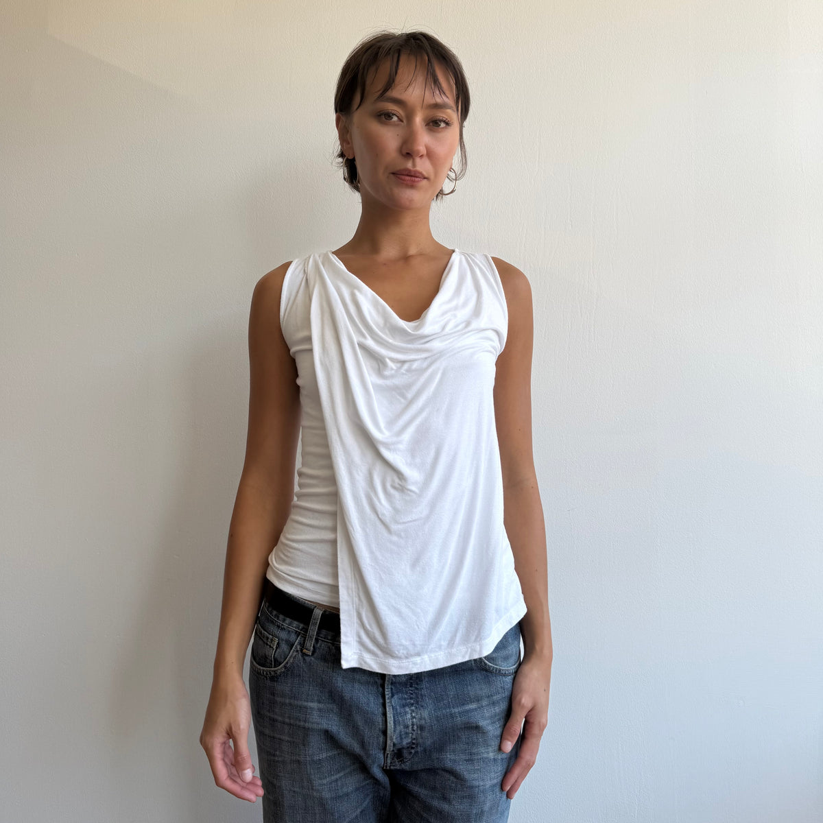 Ralph Lauren white drape top - Size S