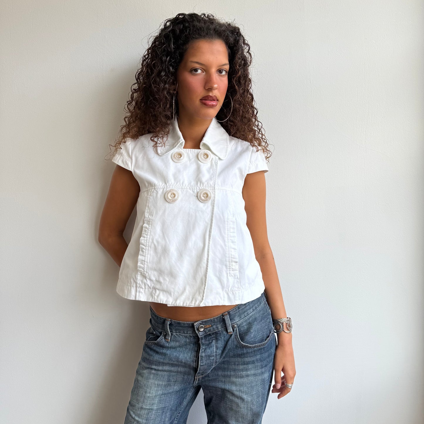 White short sleeve peacoat - Size S