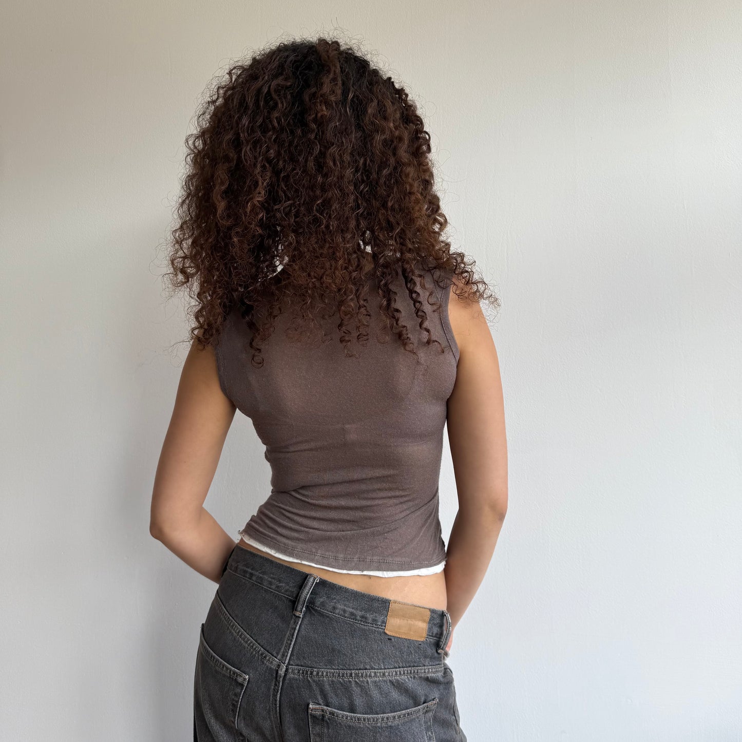 Brown fine knit top - Size S