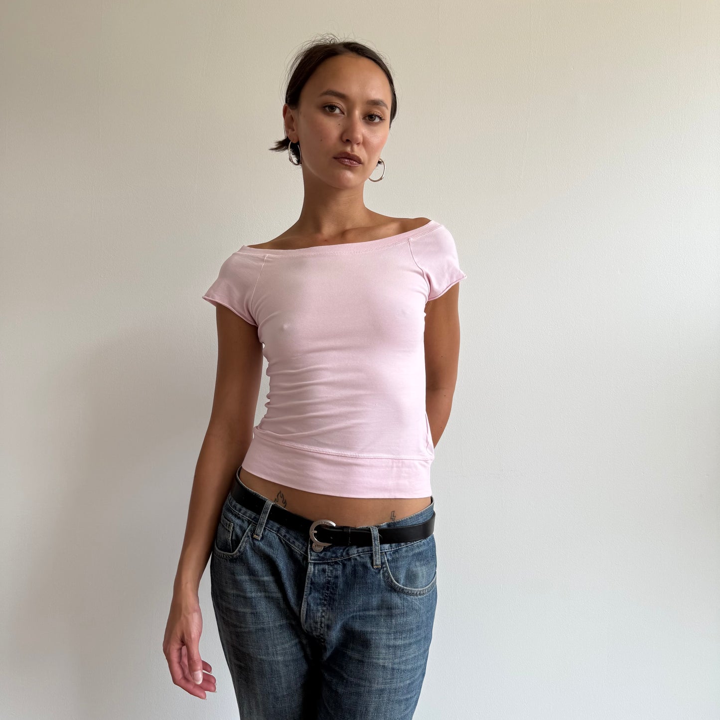 Baby pink Bardot top - Size S