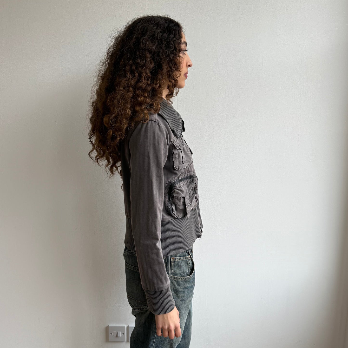 Grey cargo pocket bomber - Size M