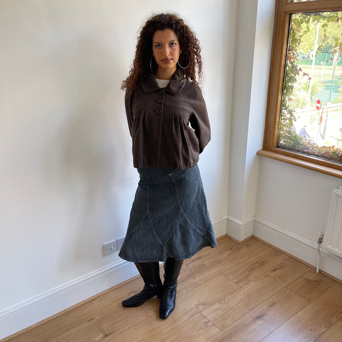 SPORTMAX Brown houndstooth peacoat - Size M