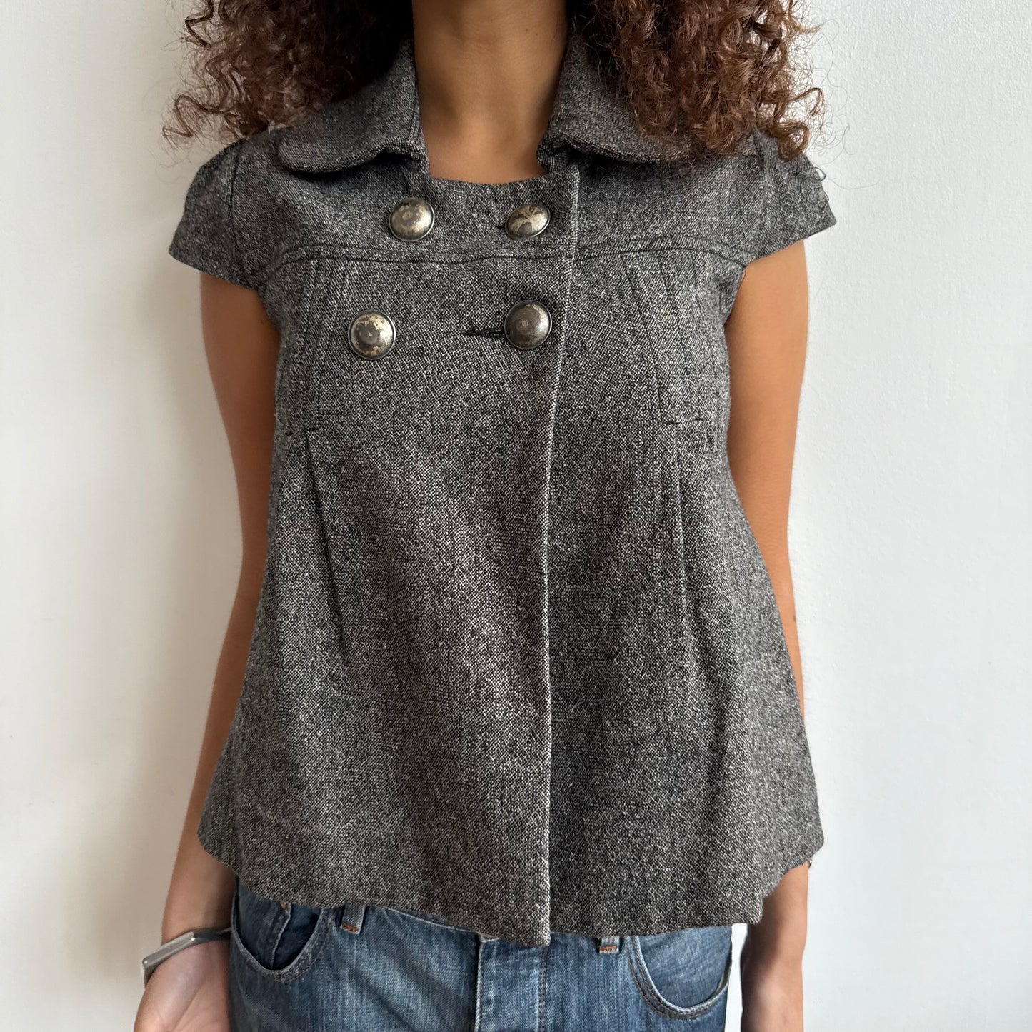 Grey tweed peacoat - Size S