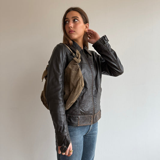 FREE - Khaki suede handbag