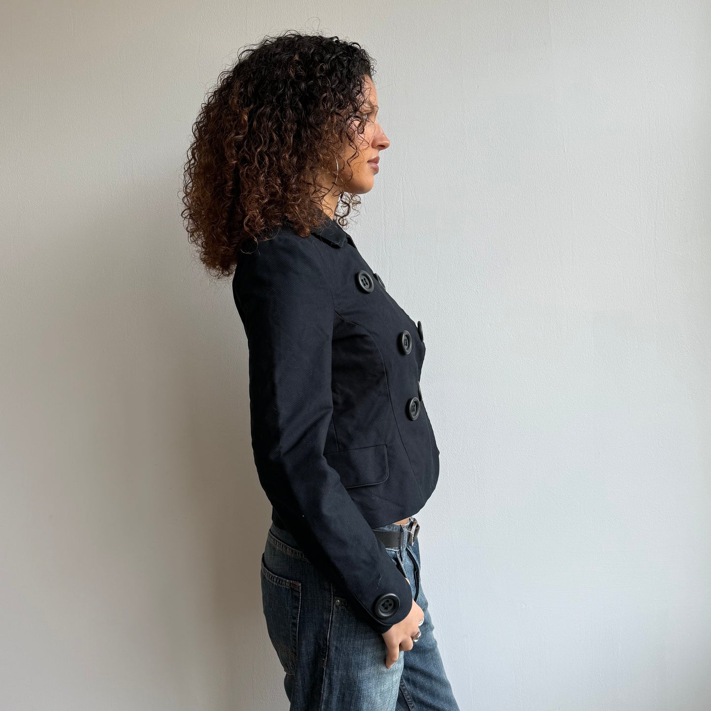 Black double breasted peacoat - Size S/M