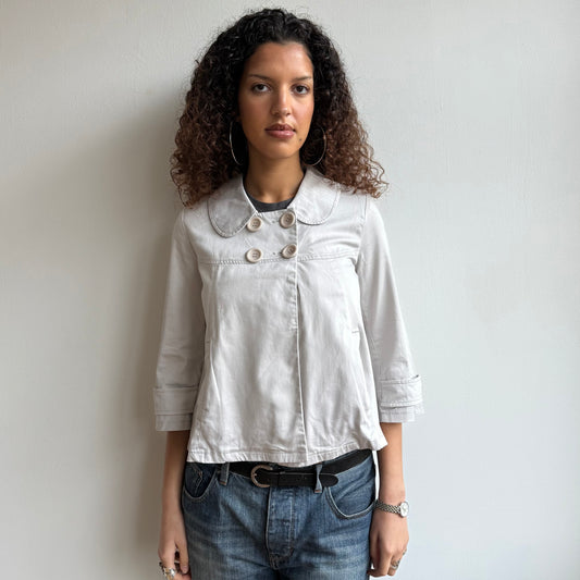 Light grey 3/4 sleeve swing peacoat - Size M