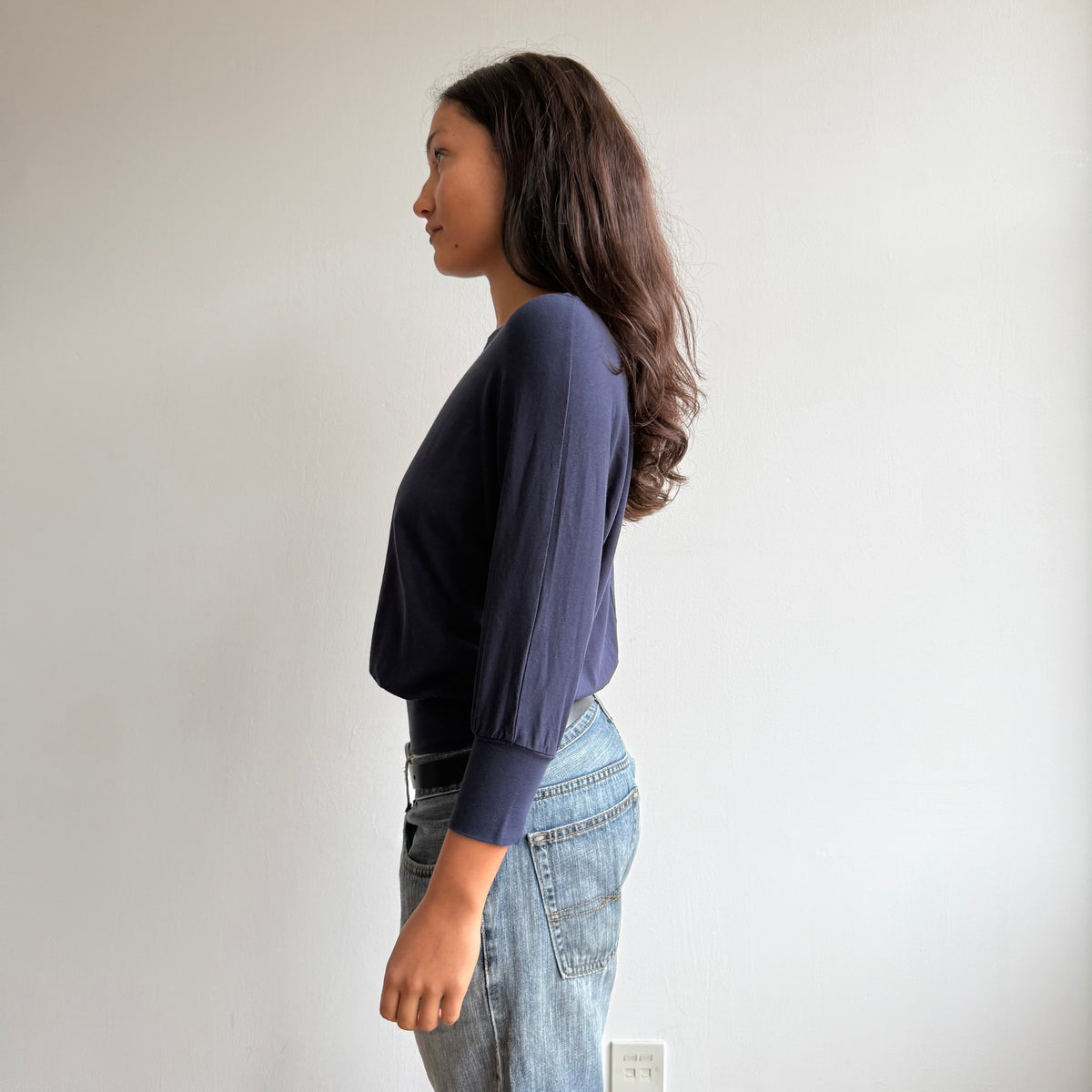 Navy blue batwing top - Size S