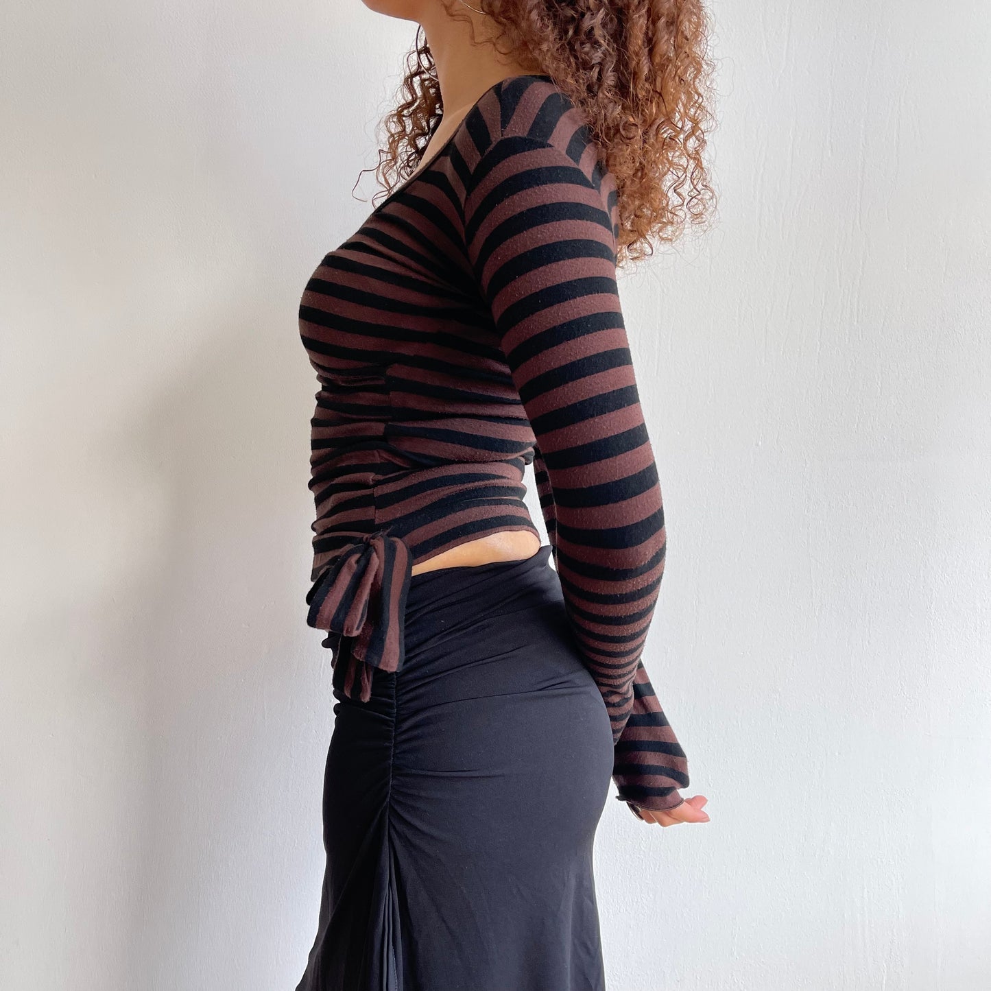 Brown stripe long sleeve top - Size S