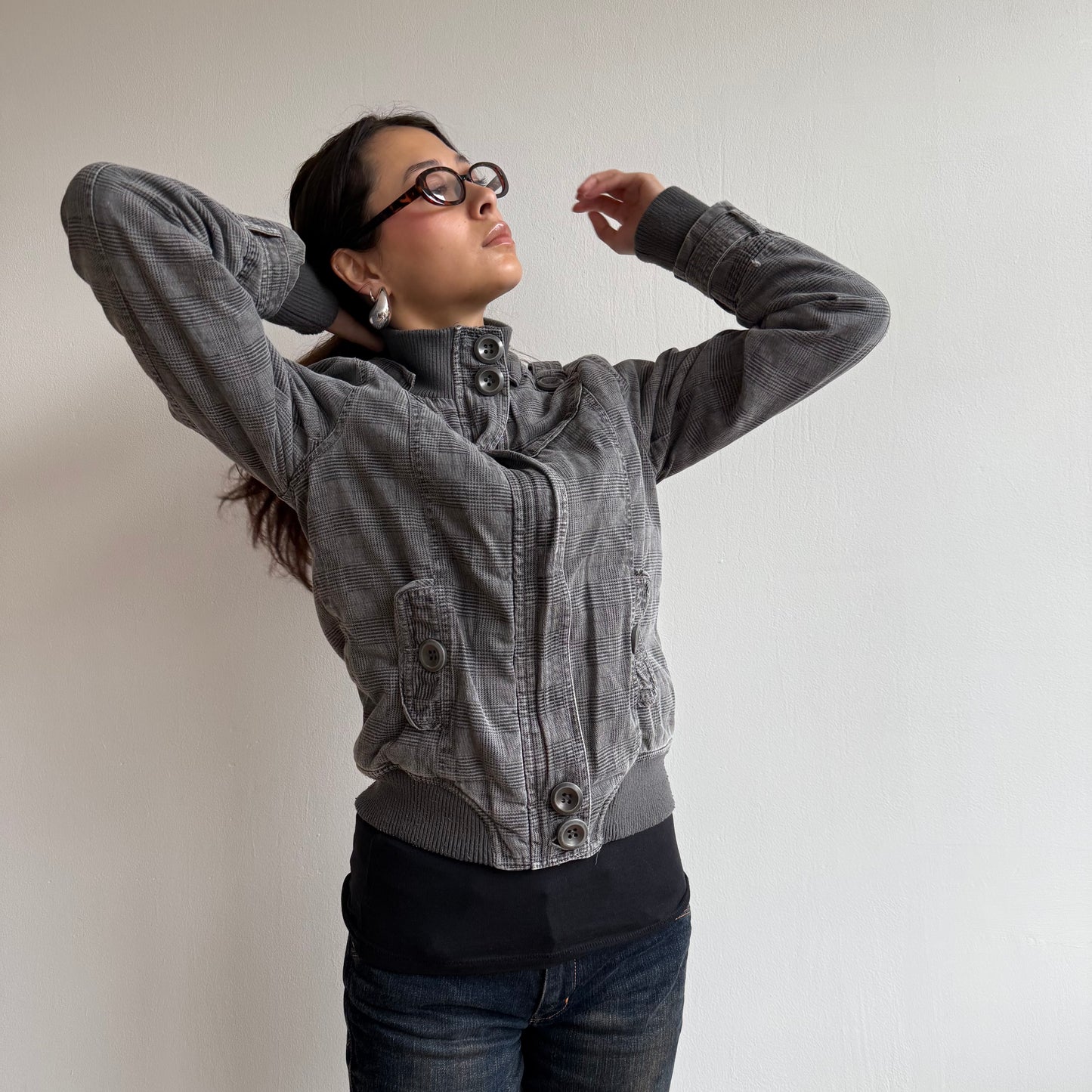 Grey plaid bomber - Size S