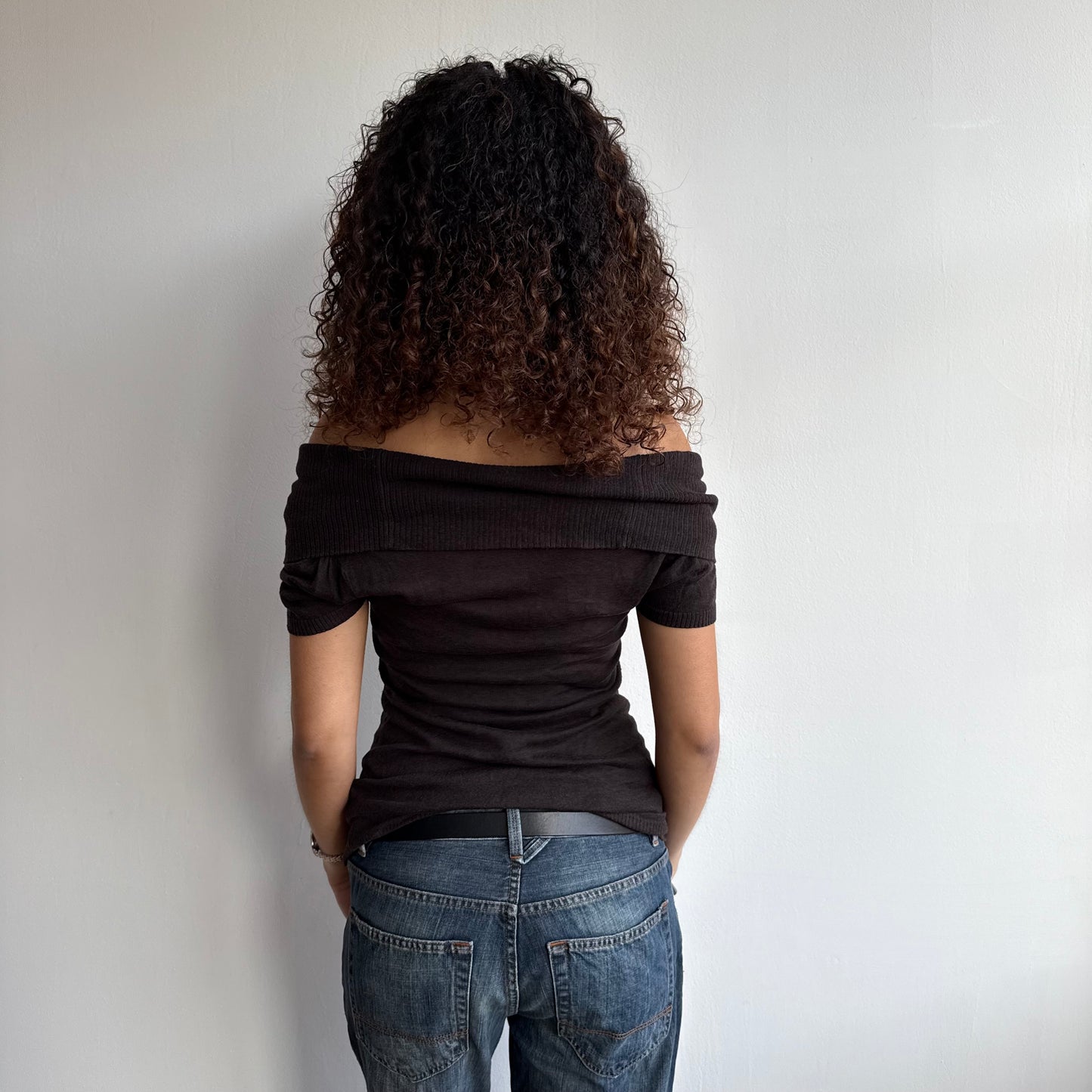 Chocolate brown Bardot knit - Size M