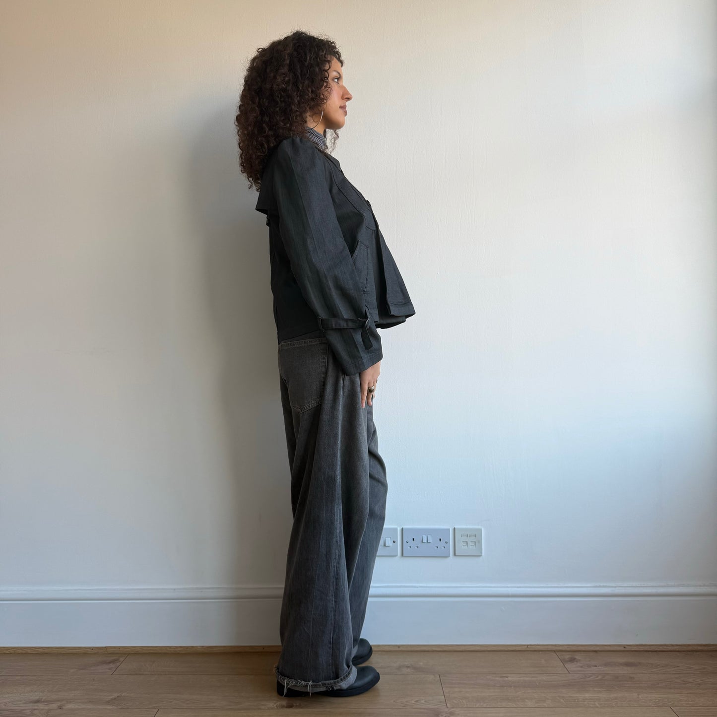 Grey denim peacoat - Size S