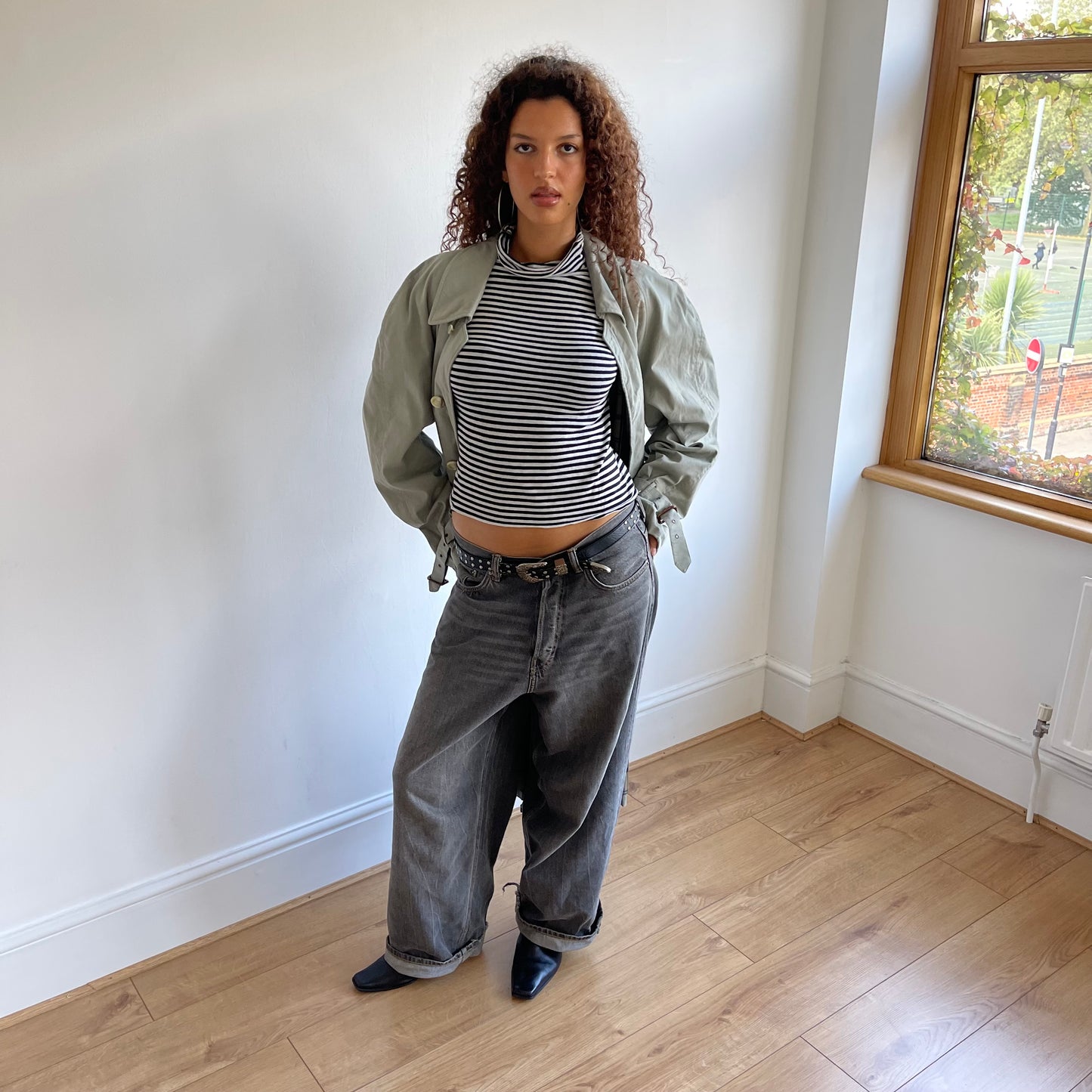 Khaki buckle trench - Size L