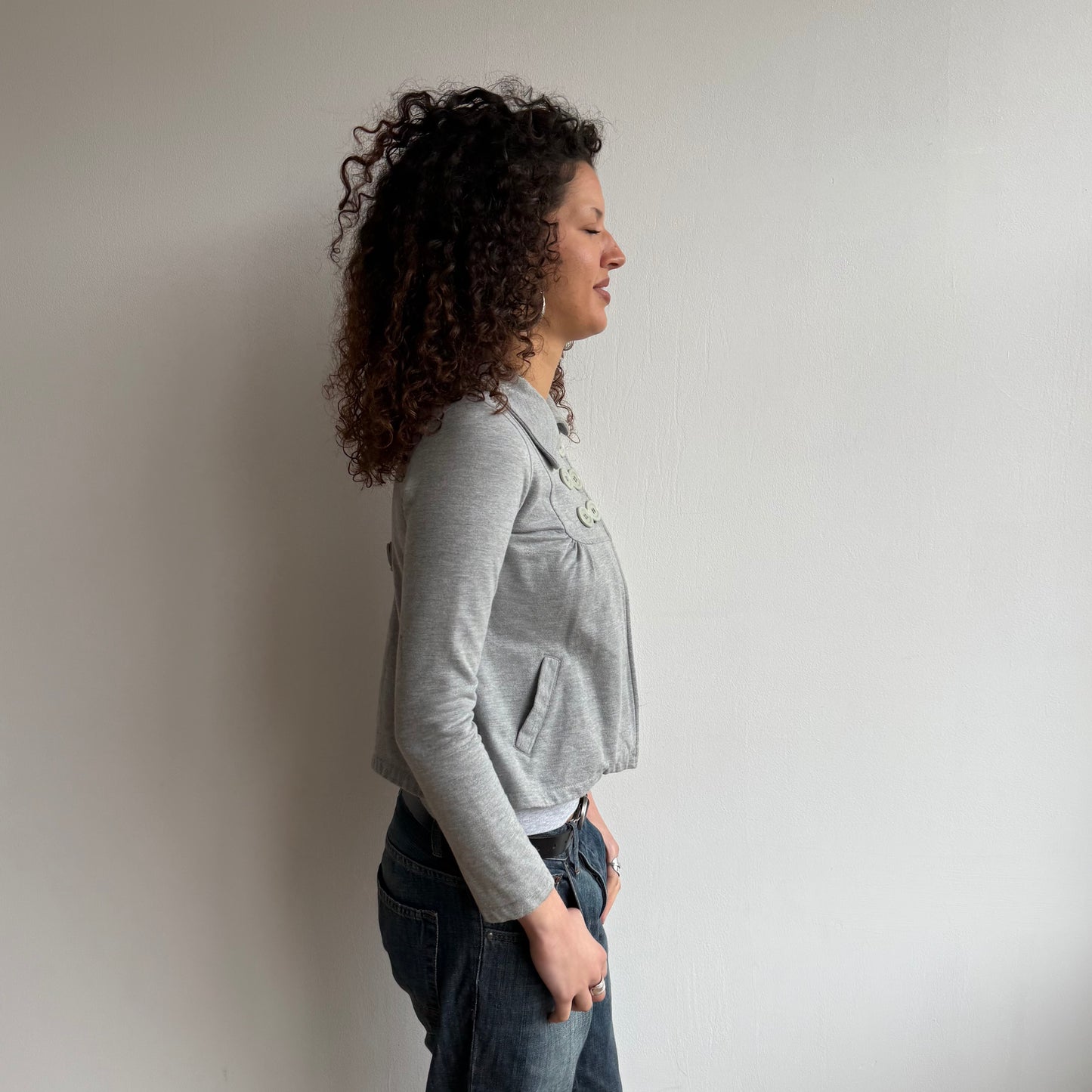 Grey 3/4 sleeve peacoat jumper - Size S