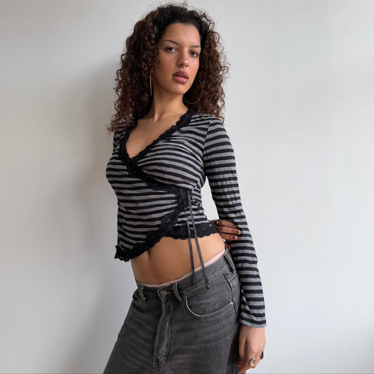 Striped ballet wrap top - Size S