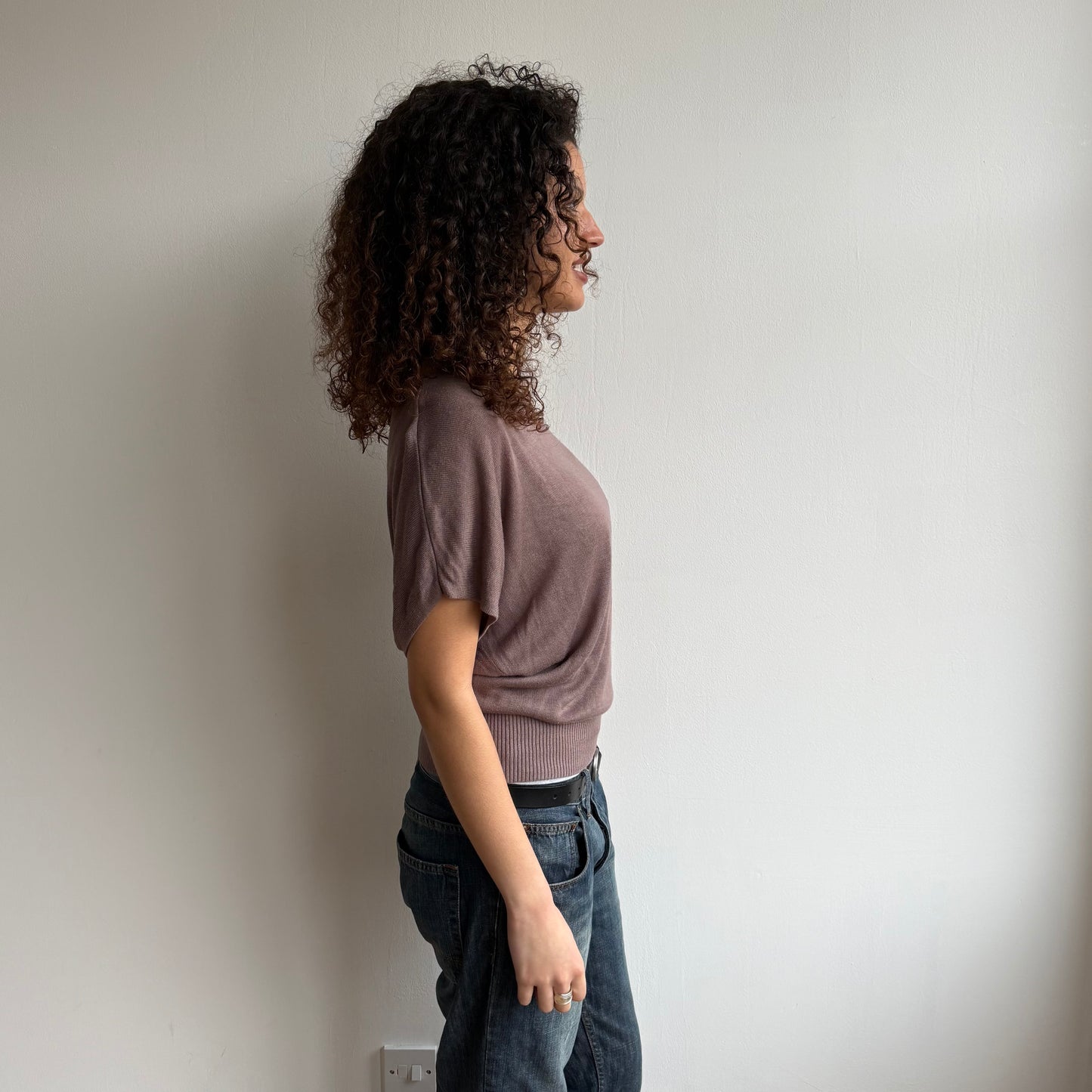 Taupe short sleeve slouchy knit - Size M