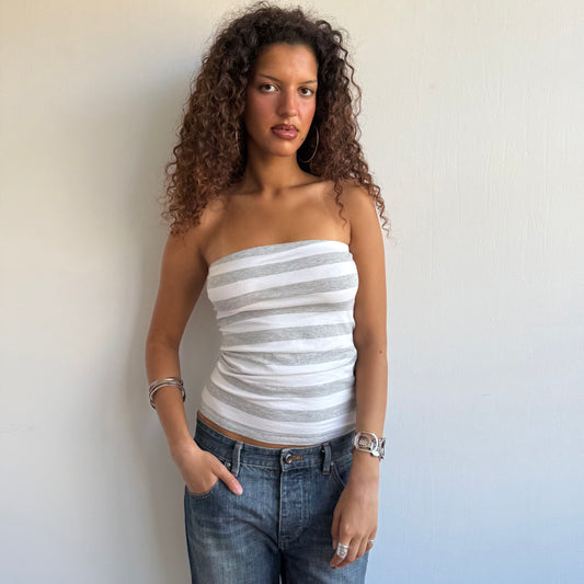 Grey + white stripe bandeau - Size S