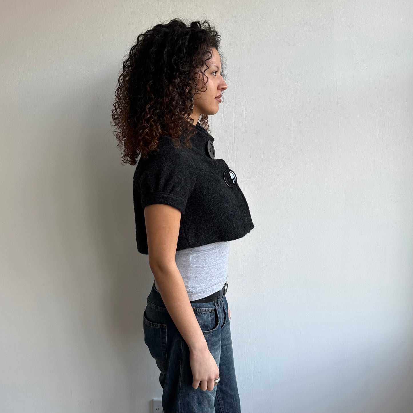 Charcoal grey short sleeve bolero - Size S