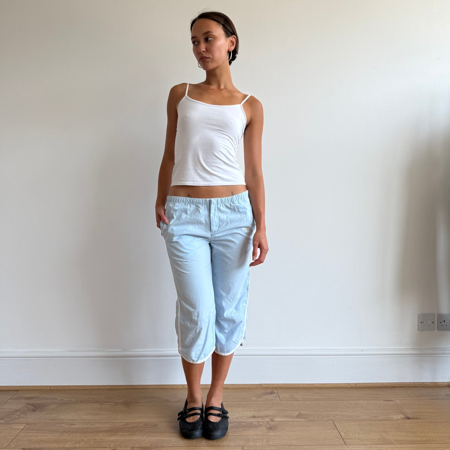 Blue Nike side stripe capris - Size S