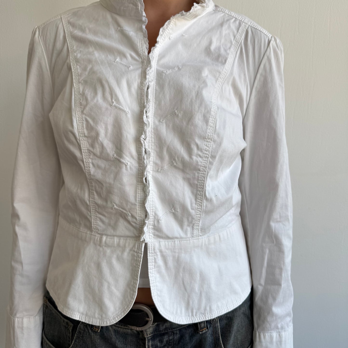 White ruffle military jacket - Size S/M