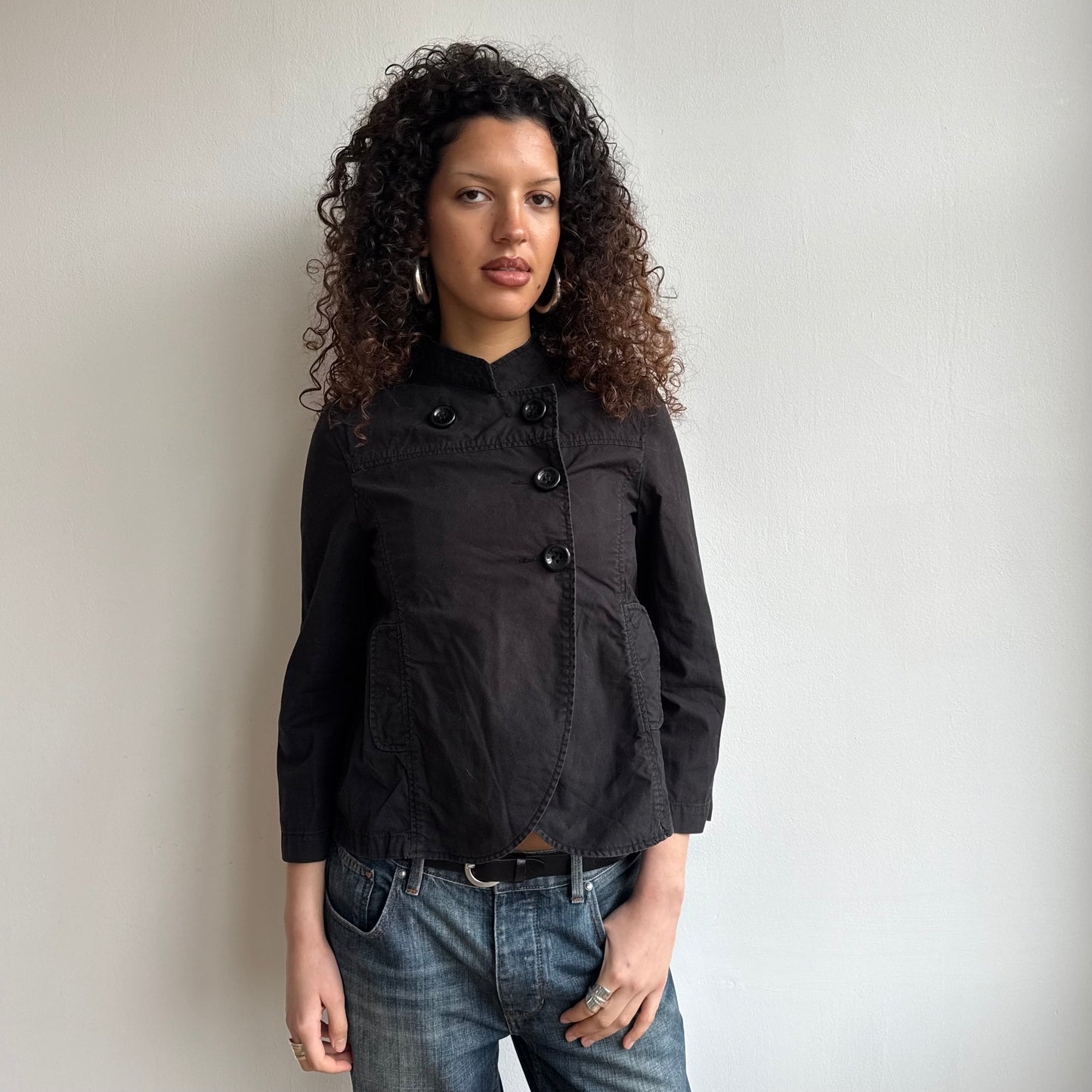Black asymmetric button peacoat - Size S