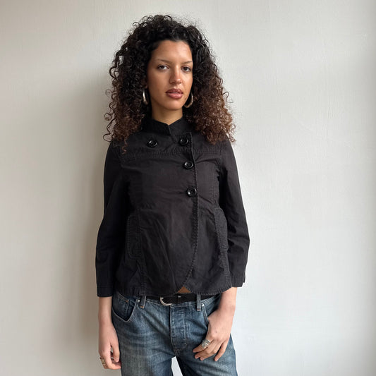 Black asymmetric button peacoat - Size S