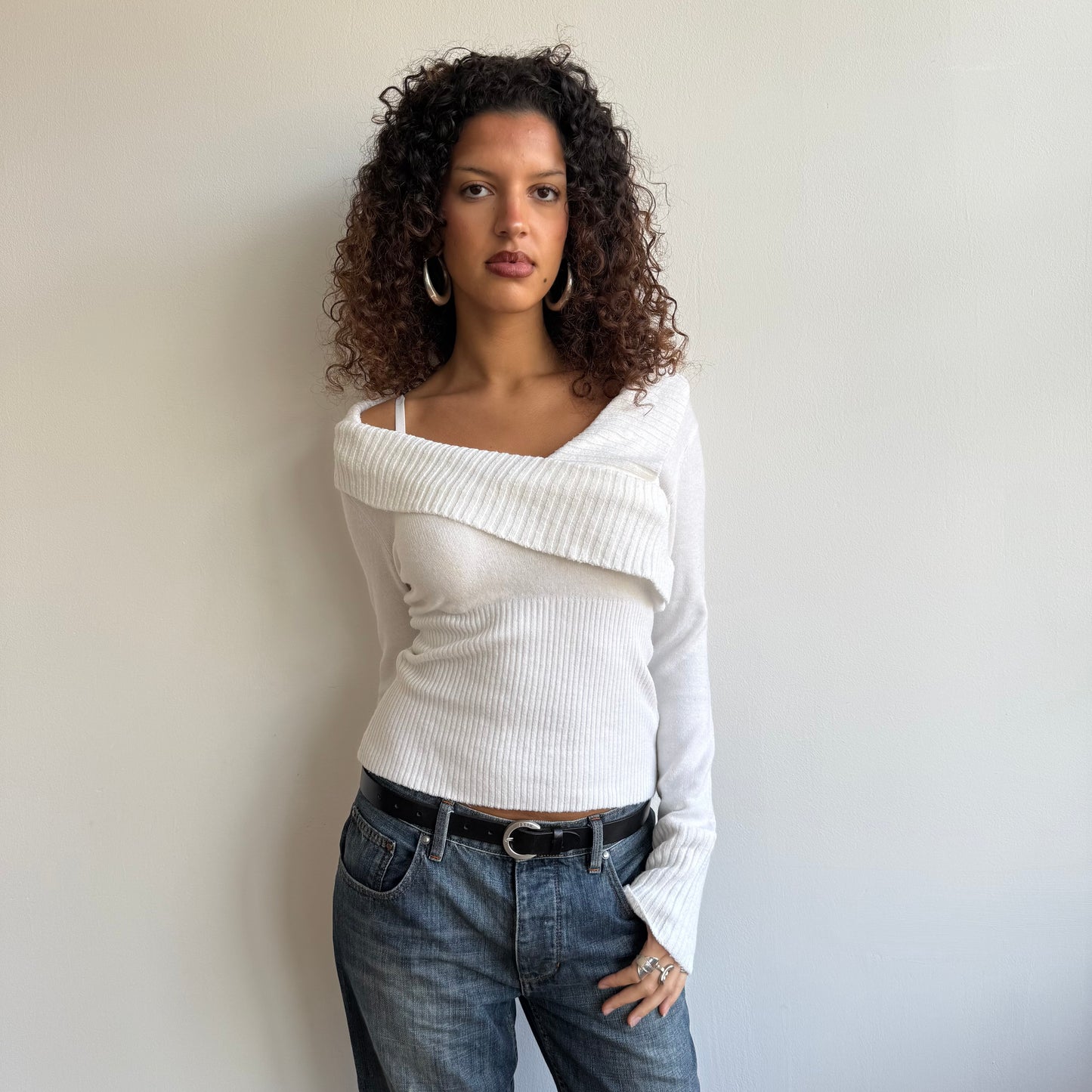 White wrap button knit - Size M