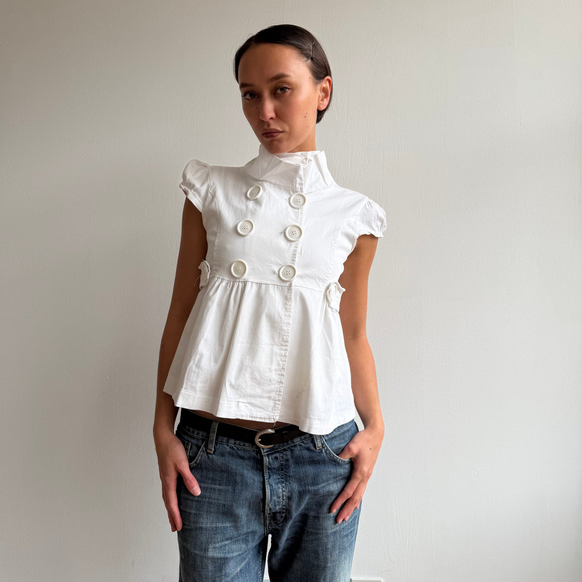 White short sleeve peacoat - Size S