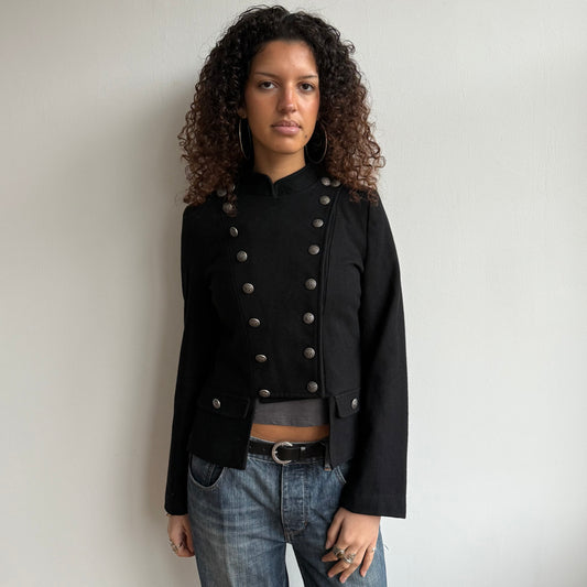 Black wool military jacket - Size M