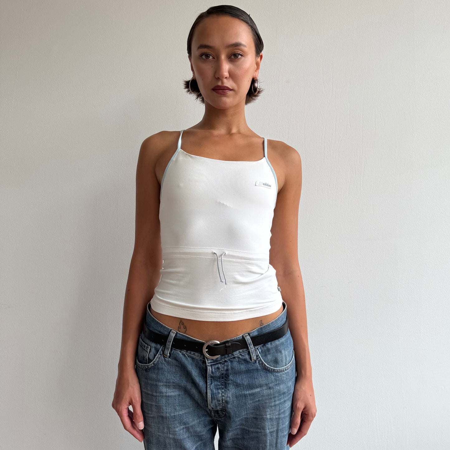 White Adidas tie front top - Size XS