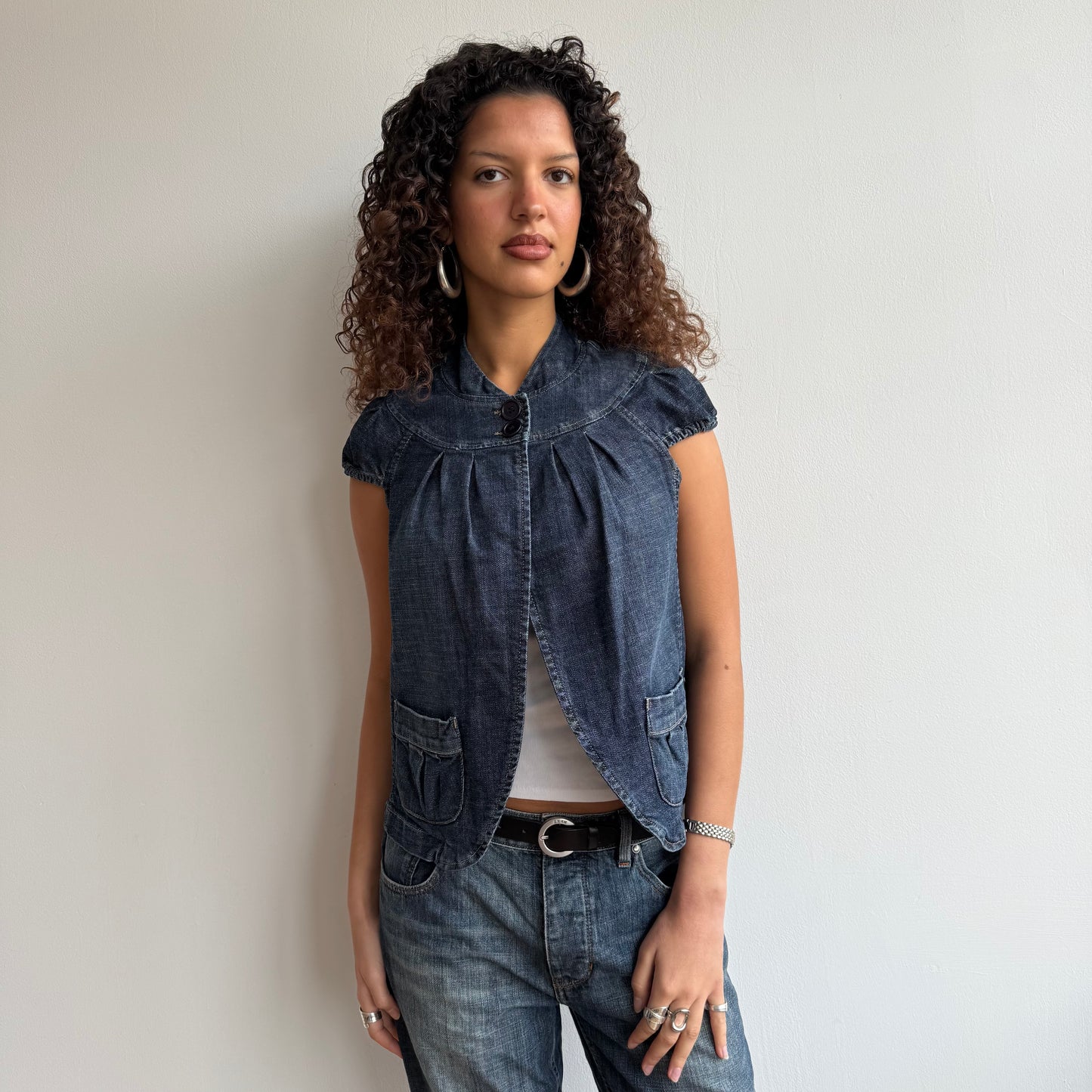 Denim short sleeve peacoat - Size S