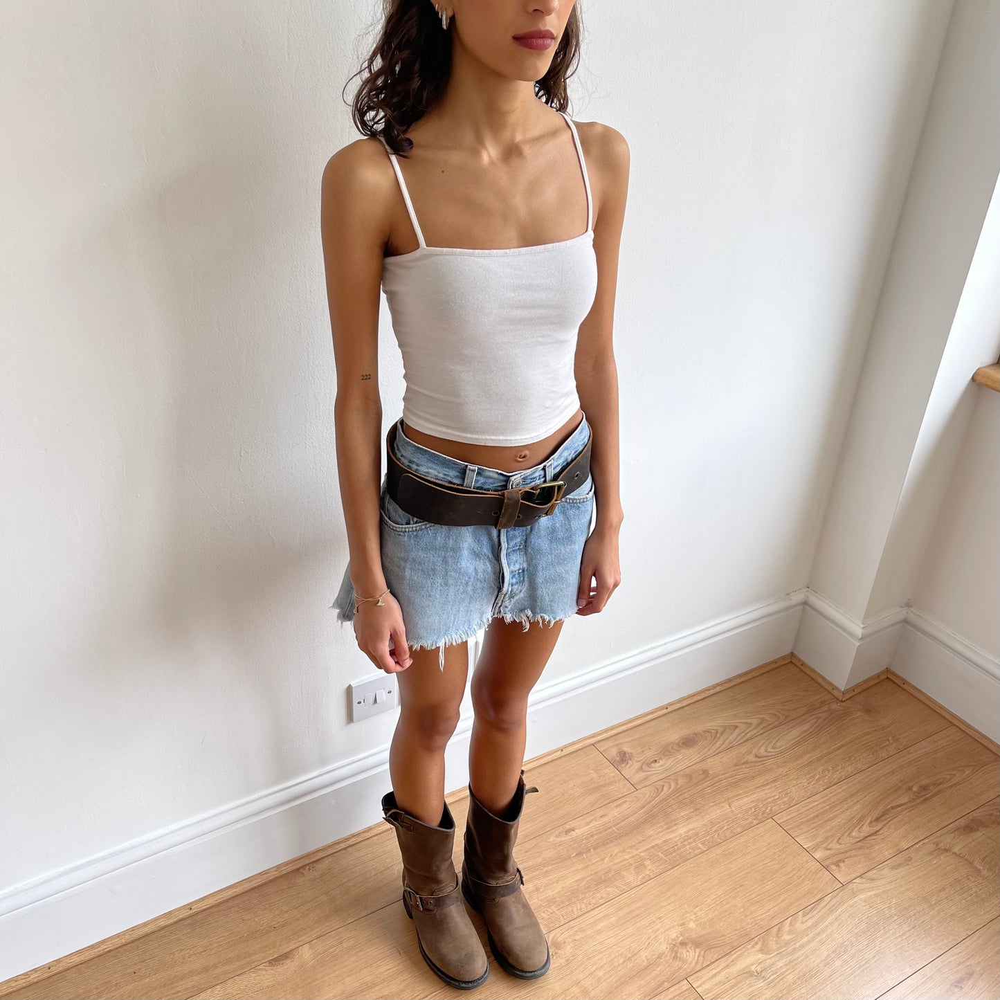 Brown leather belt - OS